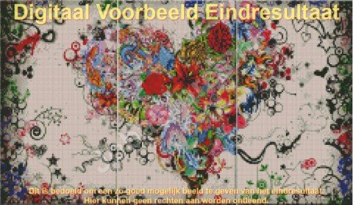 Diamond Painting Bloemen Hart 3 luiks 60x35cm