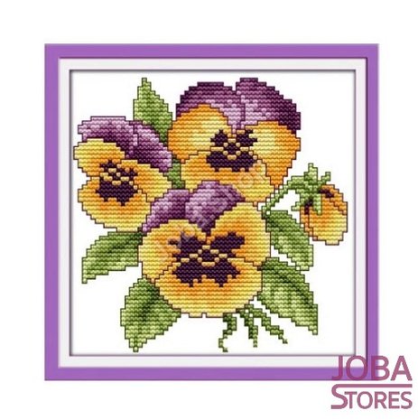 Borduur Pakket Bloem 001 11CT Voorbedrukt (21x21cm)