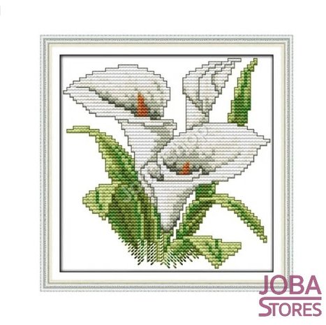 OP=OP Borduur Pakket Bloem 006 14CT Voorbedrukt (17x17cm)