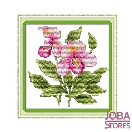 OP=OP Borduur Pakket Bloem 008 11CT Voorbedrukt (21x21cm)