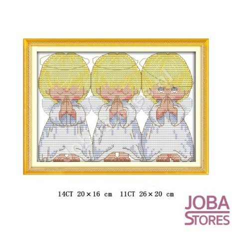OP=OP Borduur Pakket Engeltjes 14CT Voorbedrukt (20x16cm)