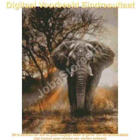 Diamond Painting Olifant in schemer 30x40cm