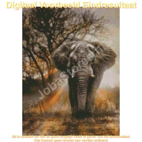 OP=OP Diamond Painting Olifant in schemer 30x40cm