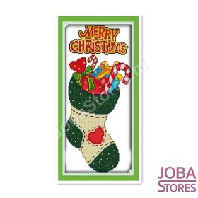 OP=OP Borduur Pakket Kerst Sok 14CT voorbedrukt (19x38cm)