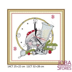 OP=OP Borduur Pakket Kerst Konijn 11CT voorbedrukt (32x28cm)