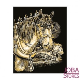OP=OP Kras Tekening Senior - Sequin Art - Paard - Goud