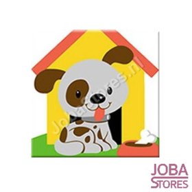 OP=OP Schilderen op nummer voor kinderen Puppy 20x20cm