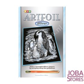 OP=OP Kras Tekening Senior - Sequin Art - Pinguins - Zilver