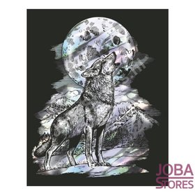 OP=OP Kras Tekening Senior - Sequin Art- Wolf - Holografic