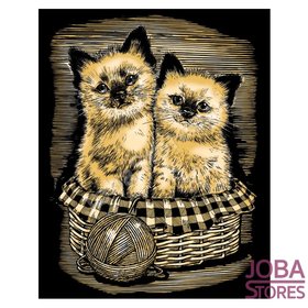 OP=OP Kras Tekening Senior - Sequin Art - Kittens - Goud