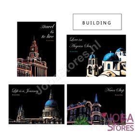 OP=OP Kras Tekeningen Set - Buildings - 29x21cm (4 stuks)