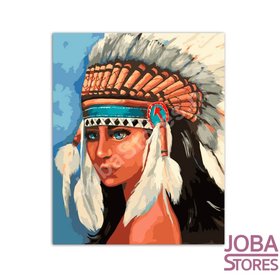 OP=OP Schilderen op nummer Indianen Vrouw 40x50cm (op lijst)