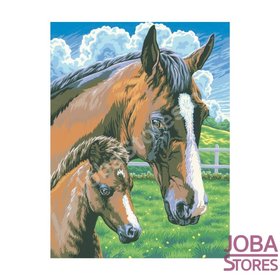 OP=OP Schilderen op nummer - Sequin Art - Junior - Paard & Veulen
