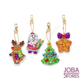 OP=OP Diamond Painting Sleutelhanger Set Kerst 13 (4 stuks)