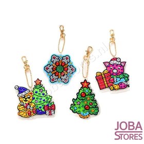 OP=OP Diamond Painting Sleutelhanger Set Kerst 15 (4 stuks)