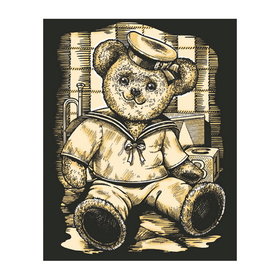 OP=OP Kras Tekening Senior - Sequin Art - Teddybeer - Goud