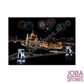 OP=OP Kras Tekening Groot - Colorful City - Budapest (41x29cm)