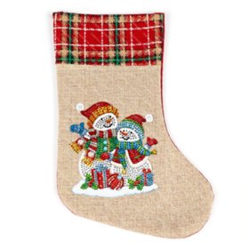 Diamond Painting Kerst Sok 01 (Sneeuwpoppen/30cm)