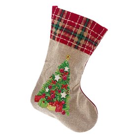 Diamond Painting Kerst Sok 02 (Kerstboom/30cm)