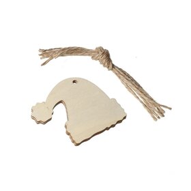 OP=OP Houten Kersthangers Kerstmutsen om zelf te beschilderen / kleuren (10 stuks/70mm)