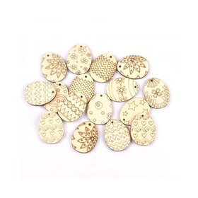 OP=OP Houten Paasei hangers om zelf te beschilderen / kleuren (25 stuks/4cm)