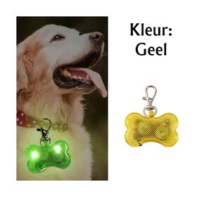 OP=OP Led verlicht botje met clip voor honden halsband (Geel)