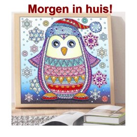 OP=OP Special Diamond Painting Kerst Pinguin 25x25cm