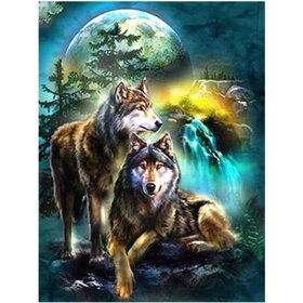 Diamond Painting Wolven 04 (formaat en vorm steentjes naar keuze)