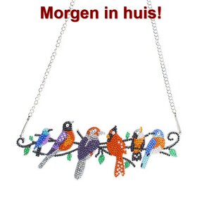 OP=OP Diamond Painting Hangend Ornament 6 vogeltjes op tak (25cm)