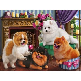 Diamond Painting Hondjes - Pomeriaan (formaat en vorm steentjes naar keuze)