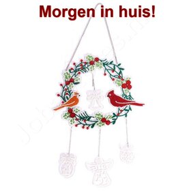 OP=OP Diamond Painting Hangend Kerst Ornament Vogeltjes in krans