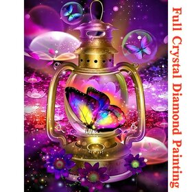 Crystal Diamond Painting Vlinder in lantaarn (formaat naar keuze)