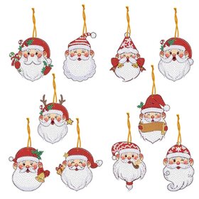 Diamond Painting Kersthangers 06 (10 stuks) Kerstmannen