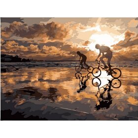 Diamond Painting Samen op de fiets (formaat en vorm steentjes naar keuze)