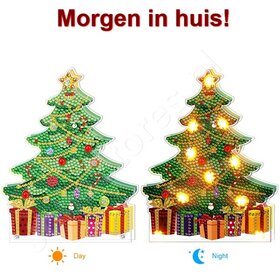OP=OP Diamond Painting Staande Kerst Lamp 07 (Kerstboom)