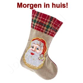 OP=OP Diamond Painting Kerst Sok 04 (Kerstman gezicht/30cm)