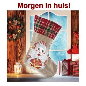 OP=OP Diamond Painting Kerst Sok 08 (Kerstman/30cm)