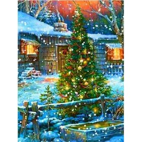 Diamond Painting Kerstboom 06 (formaat en vorm steentjes naar keuze)