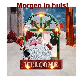OP=OP Diamond Painting Staande Kerst Lamp 04 (Welcome Kerstman)