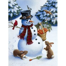 Diamond Painting Kerst - Sneeuwpop 08 (formaat en vorm steentjes naar keuze)