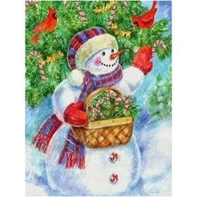 Diamond Painting Kerst - Sneeuwpop 09 (formaat en vorm steentjes naar keuze)