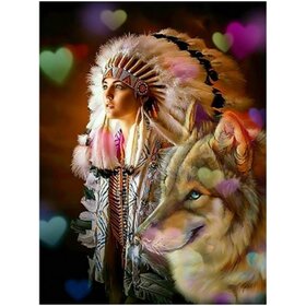 Diamond Painting Indiaan 06 (formaat en vorm steentjes naar keuze)