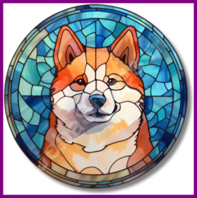 Diamond Painting Glas in lood Hond - Akita 01 (formaat en vorm steentjes naar keuze)