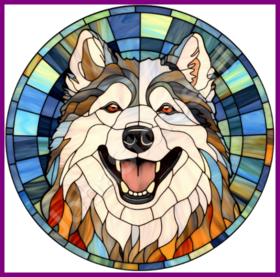 Diamond Painting Glas in lood Hond - Alaska Malamute 04 (formaat en vorm steentjes naar keuze)