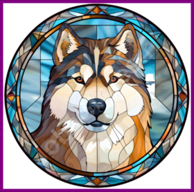 Diamond Painting Glas in lood Hond - Alaska Malamute 05 (formaat en vorm steentjes naar keuze)