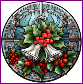 Diamond Painting Glas in lood Kerst bellen 01 (formaat en vorm steentjes naar keuze)
