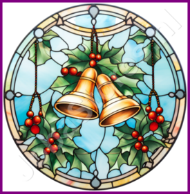 Diamond Painting Glas in lood Kerst bellen 02 (formaat en vorm steentjes naar keuze)