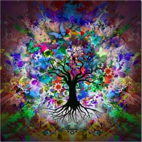 Diamond Painting Kleurrijke Boom 02 (formaat en vorm steentjes naar keuze)