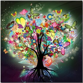 Diamond Painting Kleurrijke Boom 03 (formaat en vorm steentjes naar keuze)