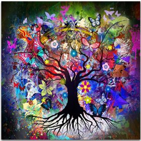 Diamond Painting Kleurrijke Boom 05 (formaat en vorm steentjes naar keuze)